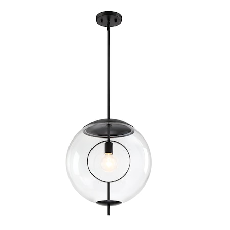 Designers Fountain Celeste 60 Watt 1-Light Matte Black Mid-Century Modern Pendant Light with Clear Glass Shade D305M-15P-MB